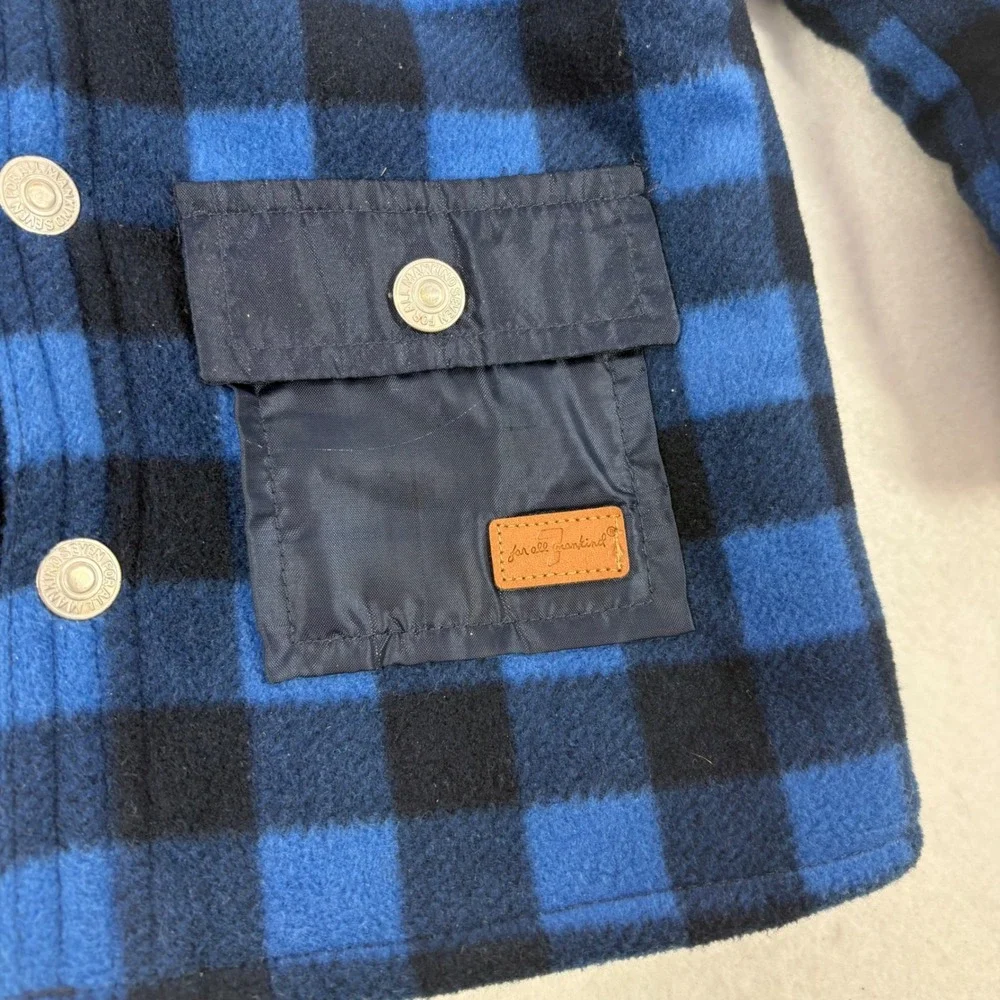 7‎ For All Mankind Kids Blue Buffalo Plaid Sherpa Lined Fleece Shirt Jacket 2T